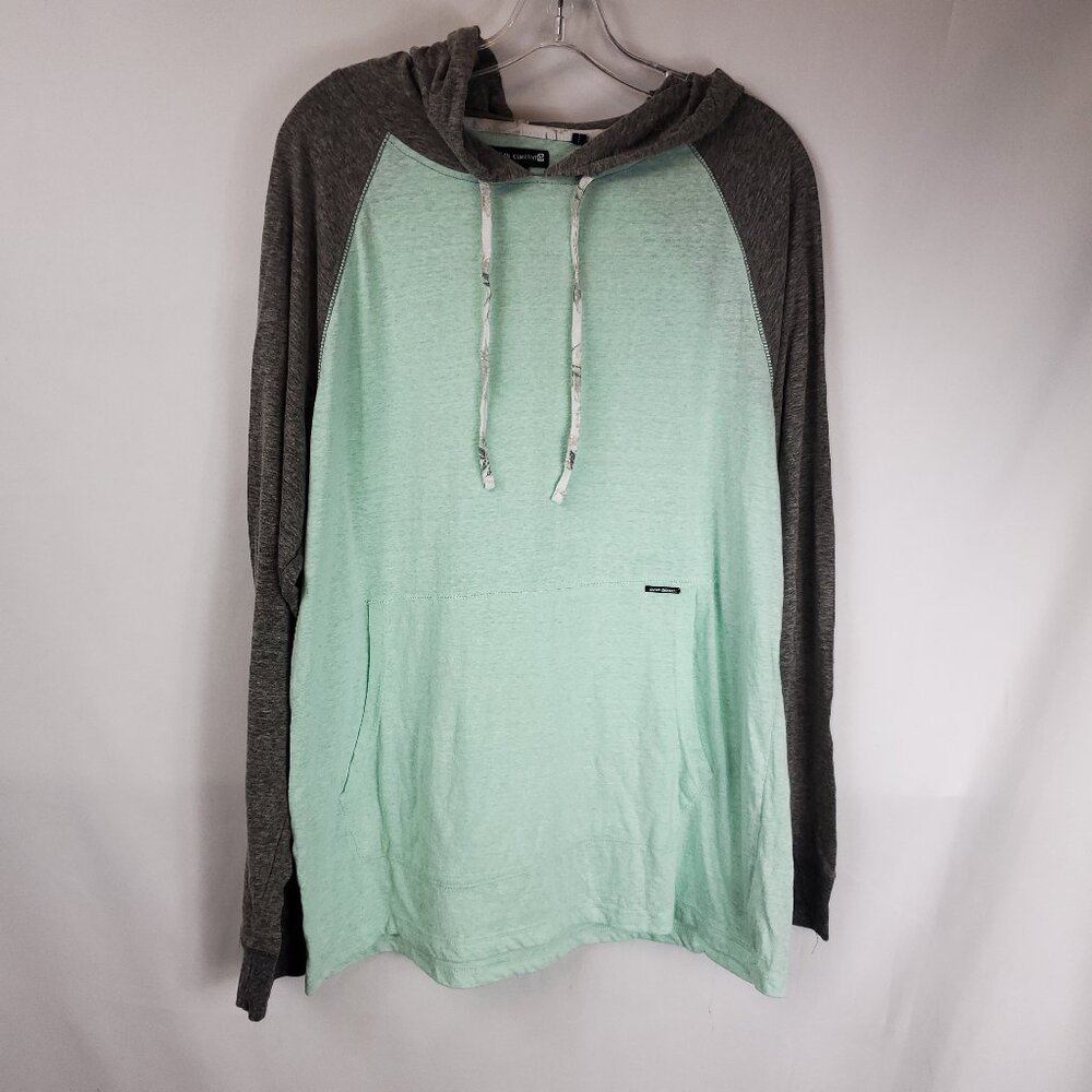 Ocean Current Light Mint Green & Grey Mens XL Hoodie Long Slv